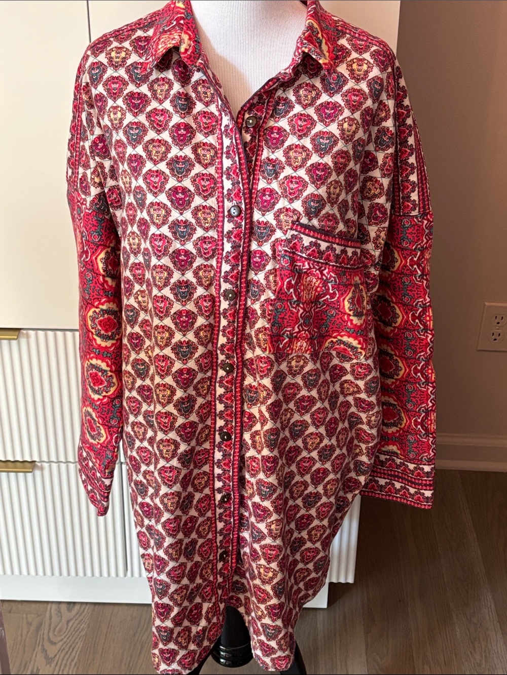 Free People We The Free Cotton Sleep Shirt Happy Holibabe Size Small - Picture 2 of 9